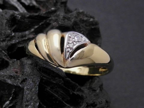 Gold Ring modisch Gold 333 bicolor mit Diamant Goldring Größe 54,5 Hersteller Juwelier Harnisch bis Größe 56/18 elegantes Design.