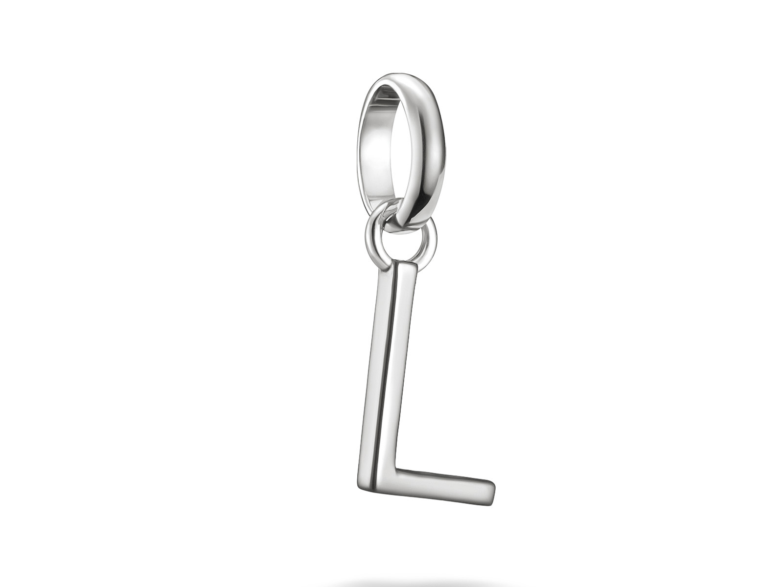 Thomas Sabo Charm in Silber, Buchstabe L, mit Öse, elegant und schlicht, ideal für die Charm Club CONNECT Kollektion. Perfekte Ergänzung für persönlichen Schmuck.