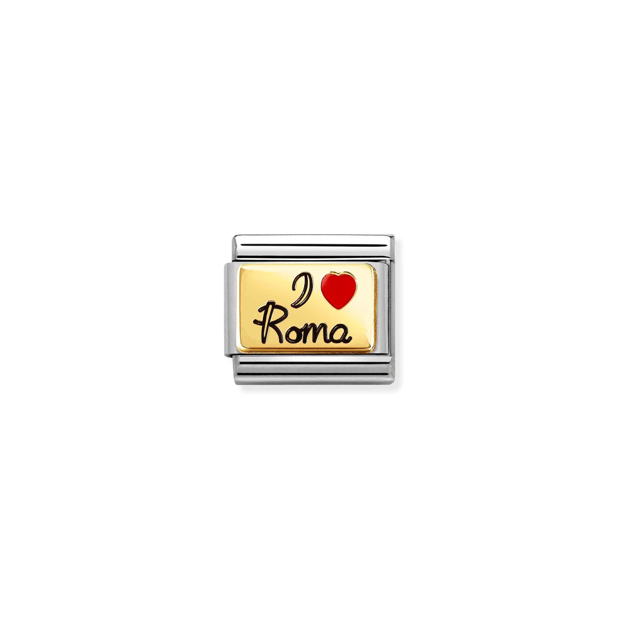 Nomination Composable Classic Charm I Love Roma schwarz - Edelstahl, Gelbgold, Emaille