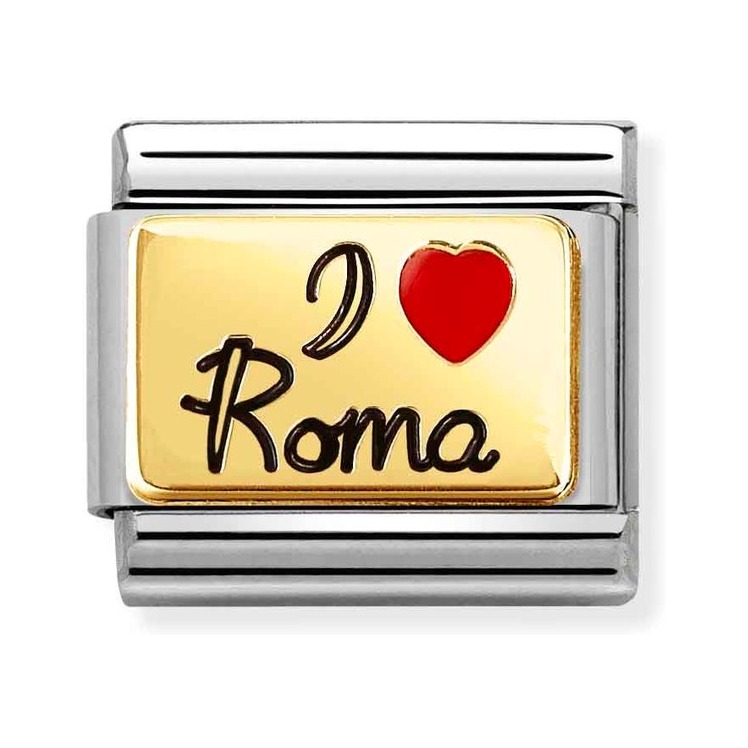 Nomination Composable Classic Charm I Love Roma schwarz - Edelstahl, Gelbgold, Emaille