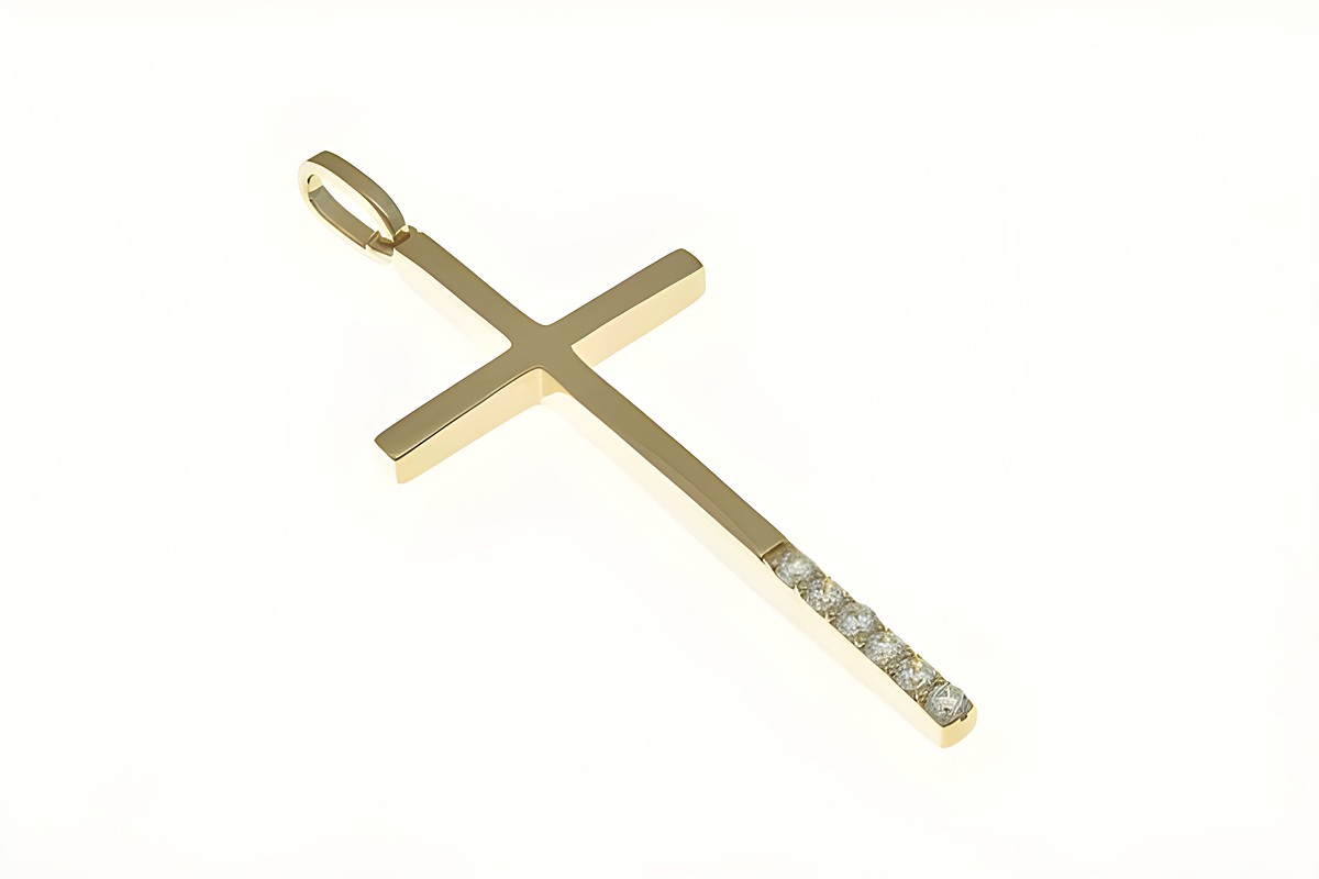 Kreuz Anhänger aus Sterling Silber in rosegold vergoldet mit Zirkonia, Hersteller Juwelier Harnisch, edel und funkelnd, perfektes Schmuckstück für besondere Anlässe.