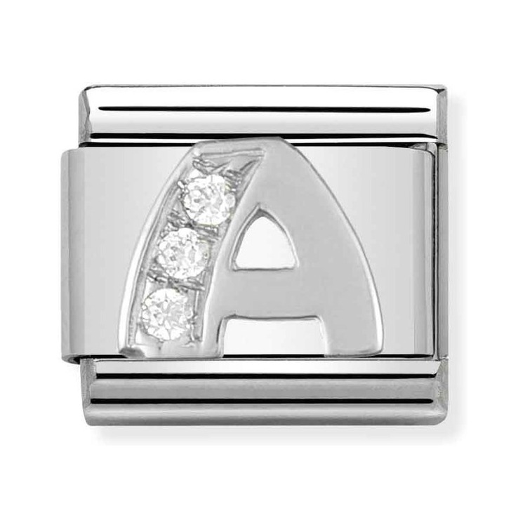 Nomination Composable Classic Charm Buchstabe A - Edelstahl, Sterling Silber, Zirkonia