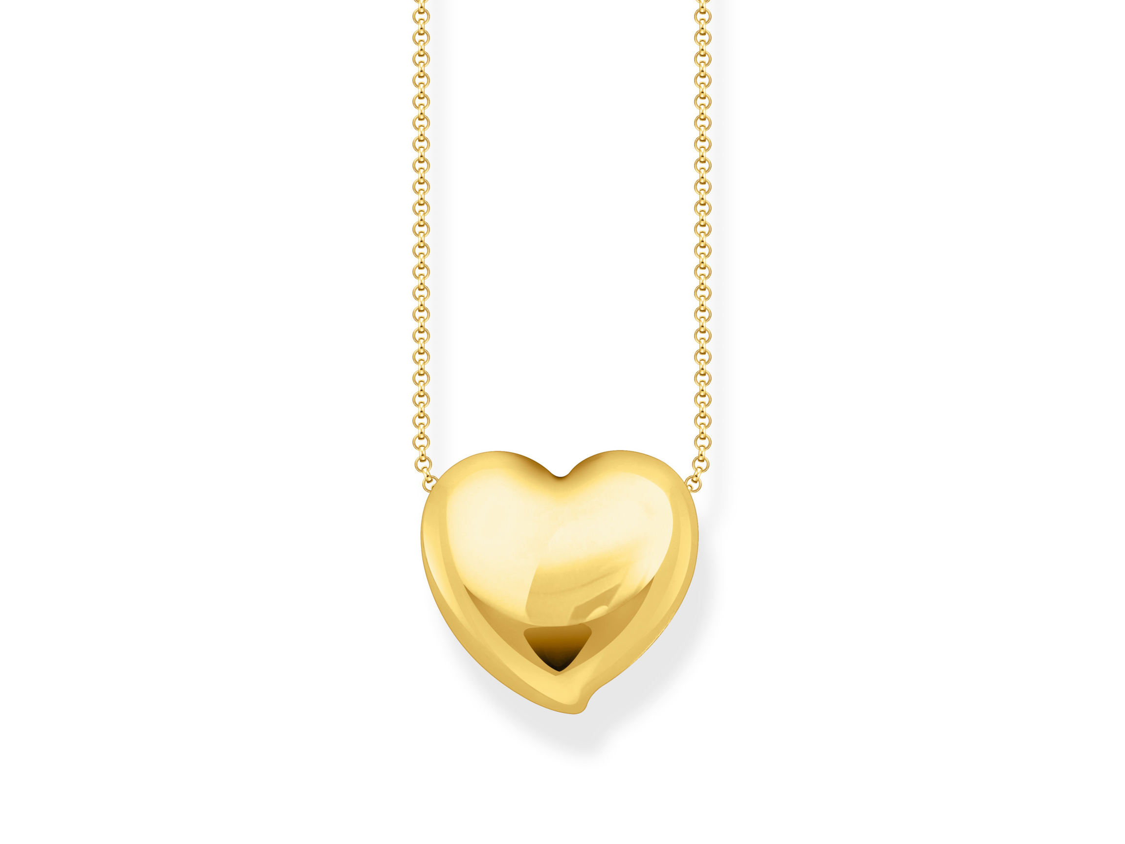 Silberne Kette mit einem vergoldeten Herzanhänger aus 750er Gold, Teil der Kollektion Bold Elegance von Thomas Sabo, Länge 40-45 cm, neu.