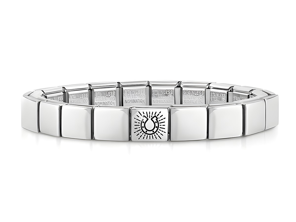 Edelstahl Armband von Nomination mit Hufeisenmotiv, elegantes Design und flexible Glieder. Ideal als modisches Accessoire für jeden Anlass.