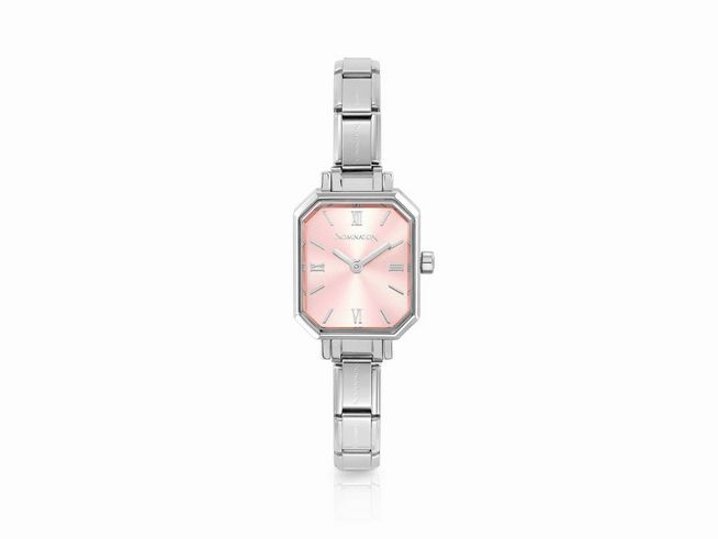 Elegante Edelstahl-Armbanduhr von Nomination, Modell Paris, Time Collection, mit roséfarbener Ziffernblatt und octagonaler Form, ideal für stilbewusste Trägerinnen.