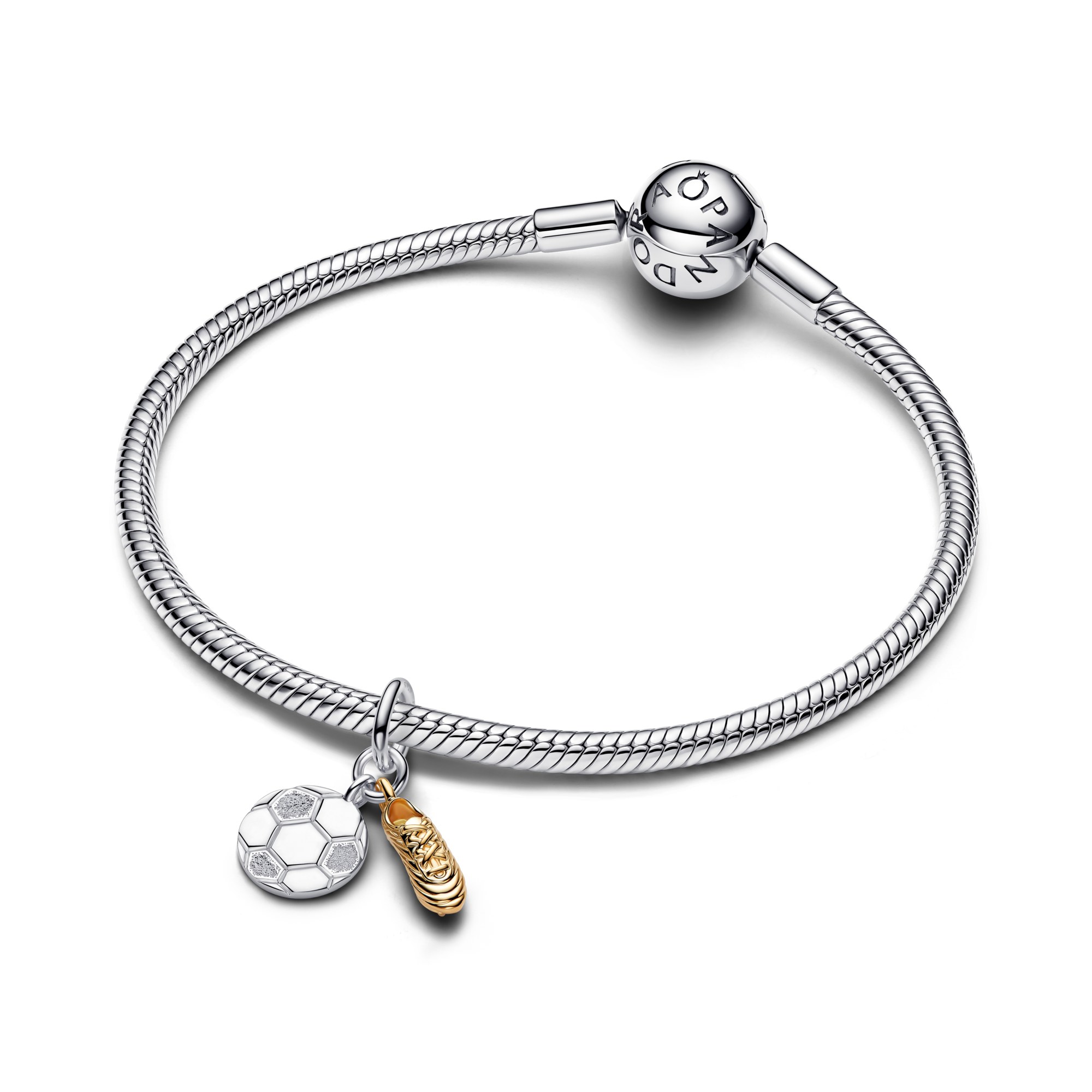 Pandora Fußballschuh Doppel-Dangle-Charm - Gelbgold Vergoldung – Ansicht 2