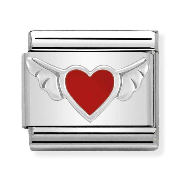 Nomination Composable Classic Charm Herz mit Flügeln rot - Edelstahl, Silber 925
