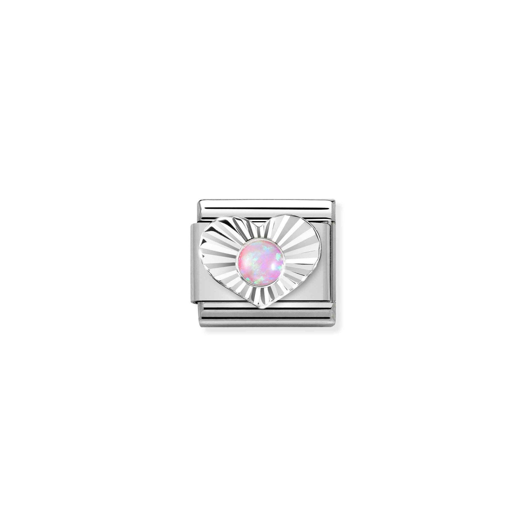 Nomination Composable Classic Charm Herz Opal rosa - Edelstahl, Silber 925