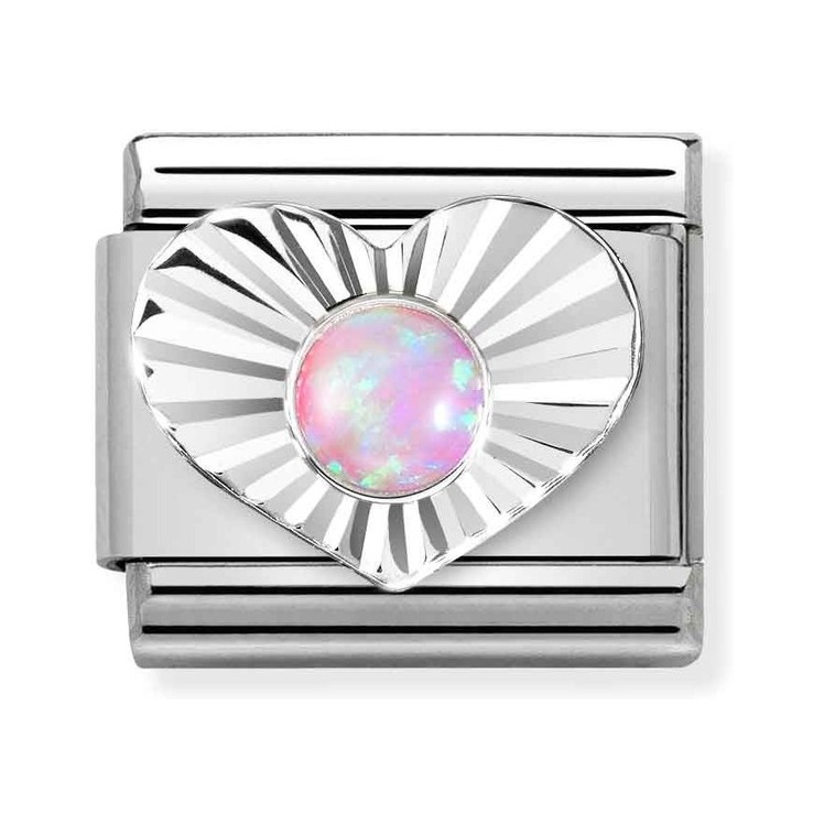 Nomination Composable Classic Charm Herz Opal rosa - Edelstahl, Silber 925