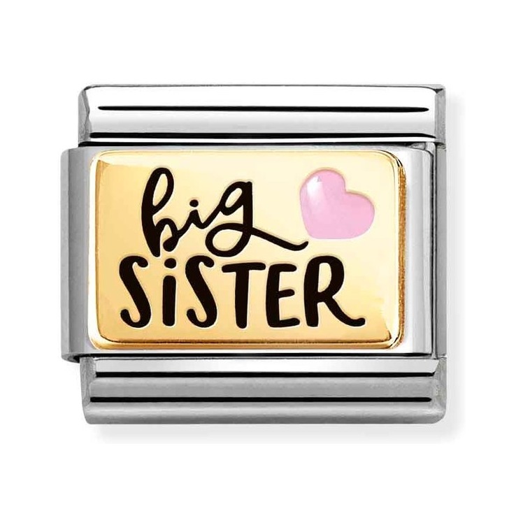 Nomination Composable Classic Charm Big Sister - Edelstahl, Gold 750 Gelbgold, Emaille