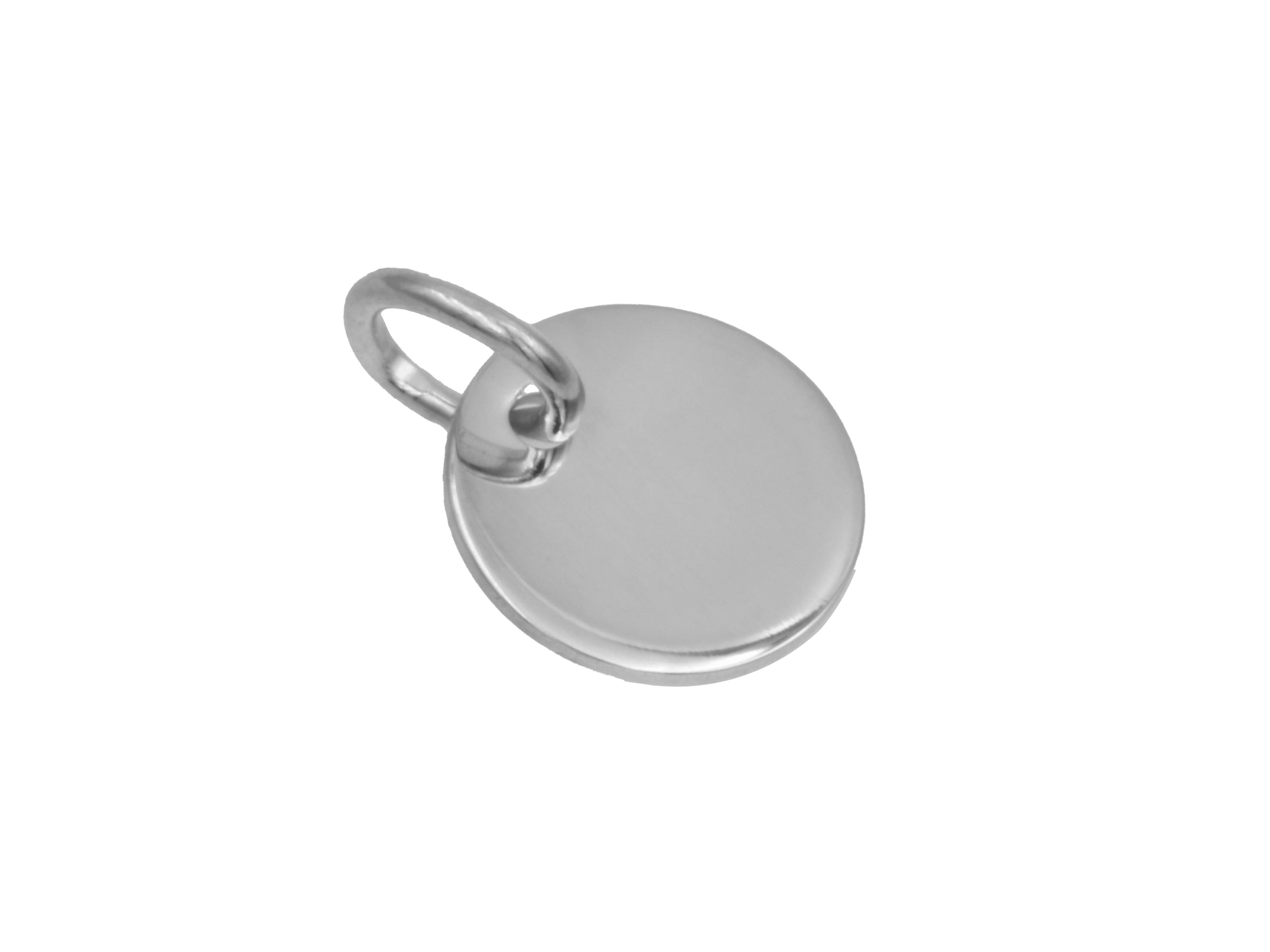 Anhänger Gravurplatte Rund - Sterling Silber rhod. - 10 mm Runder Anhänger aus rhodiniertem Sterling Silber mit einem Durchmesser von 10 mm, ideal für persönliche Gravuren, hergestellt von Juwelier Harnisch, neu im Sortiment.