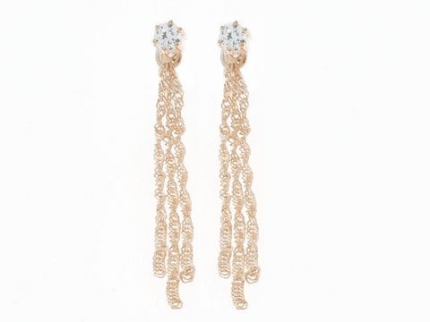 Ohrringe Stecker im Kettchendesign aus silber rosé vergoldetem Material, elegant gestaltet mit Zirkonia, Hersteller Juwelier Harnisch, perfekt für besondere Anlässe.