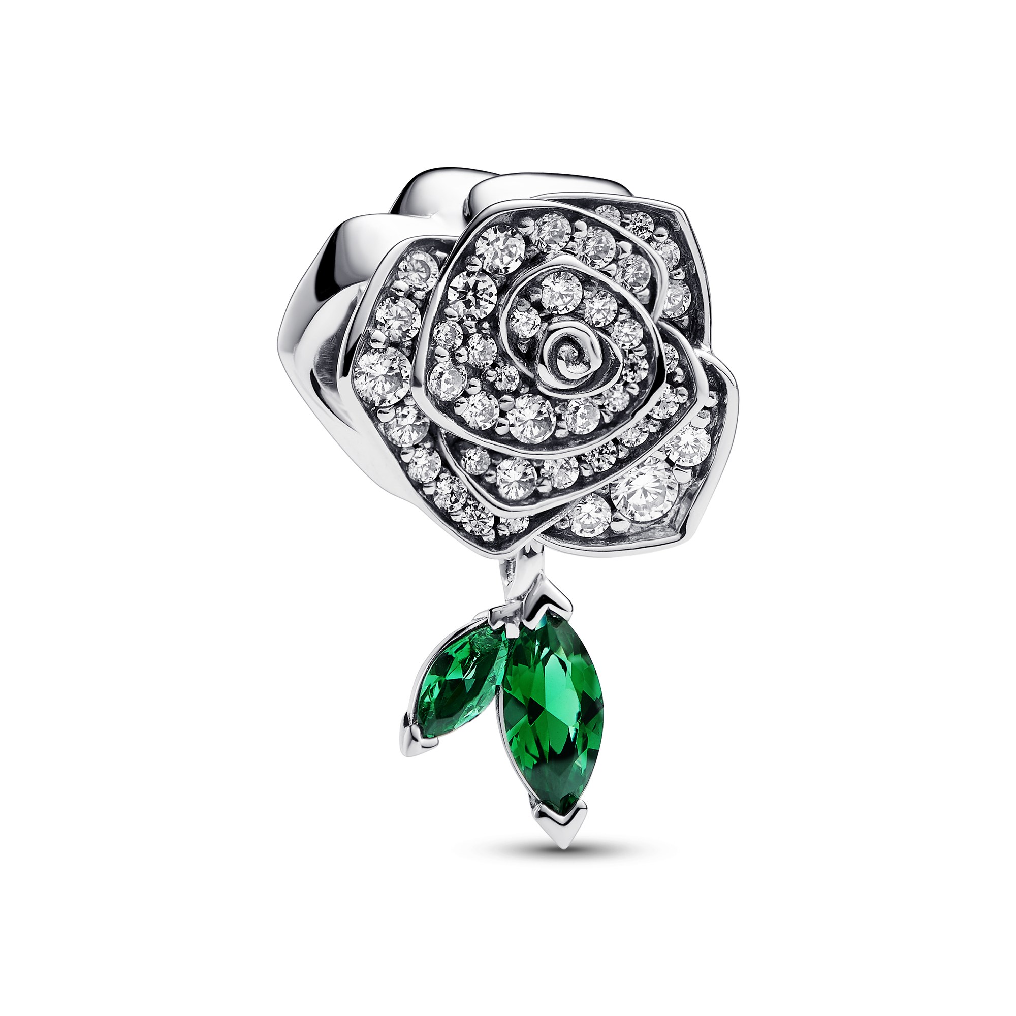 Pandora Funkelnde Blühende Rose - Charm - Silber - Steinmix Grün