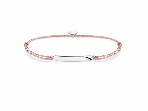 Ein elegantes Armband von Thomas Sabo in Roségold mit einem glänzenden Metallbarren. Verstellbare Länge von ca. 14 bis 20 cm, ideal für jeden Anlass.
