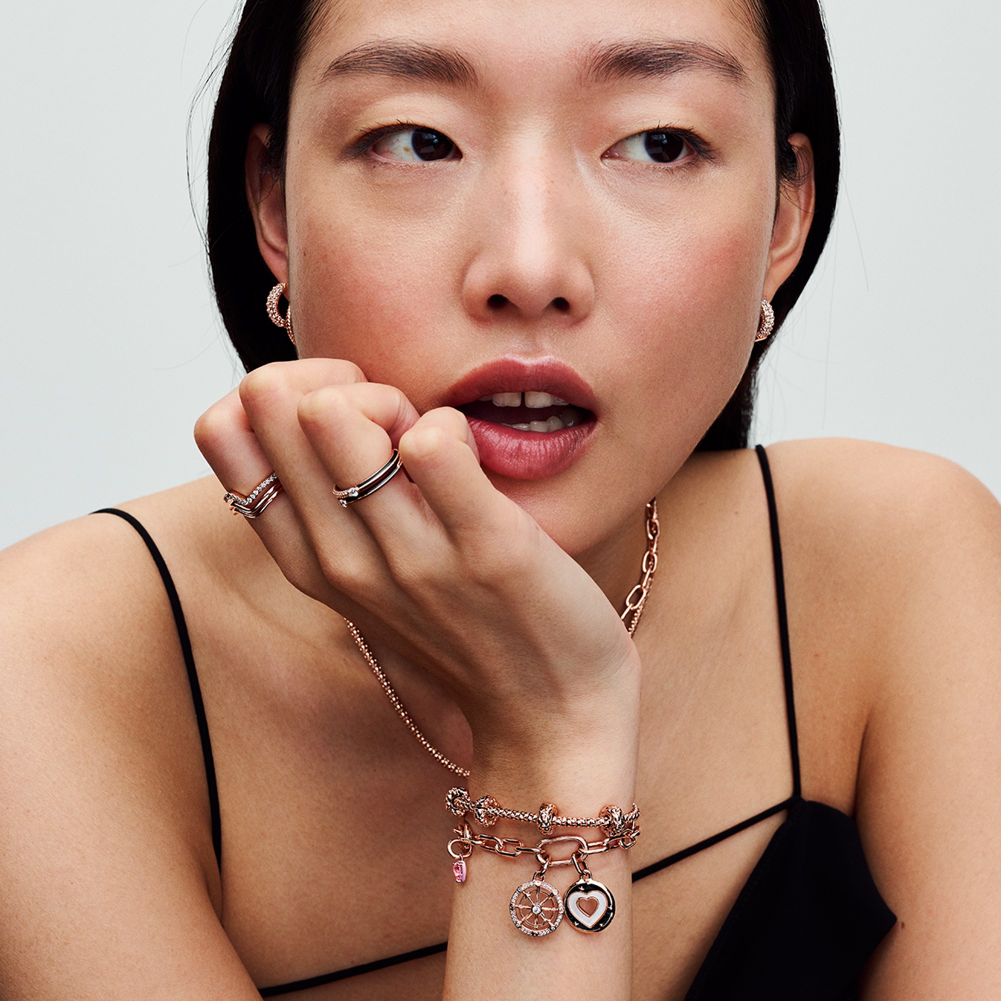 Pandora Nieten-Armband - Herzverschluss - Roségold Vergoldung – Ansicht 5
