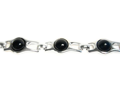 32307-0 Designer Silber Armband 19cm x 16mm mit Echt Onyx, gefertigt vom Hersteller Juwelier Harnisch, zeitloses und elegantes Schmuckstück.