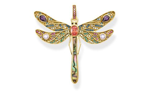 Mehrfarbiger Thomas Sabo Anhänger in Form einer Libelle mit bunten Steinen und feinen Details, ideal als Schmuckstück für jeden Anlass.
