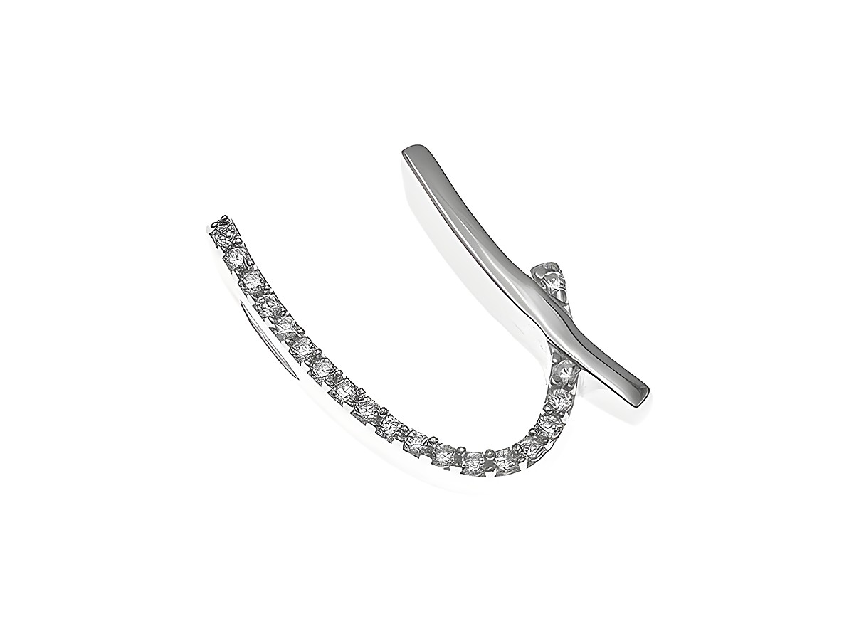 Anhänger aus poliertem Sterling Silber in Form des Buchstabens U, verziert mit funkelnden Zirkonia, Hersteller Juwelier Harnisch. Ideal für individuelle Schmuckstücke.