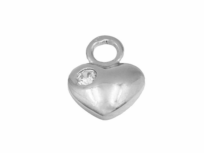 Einhänger für Creolen in Herzform aus rhodiniertem Sterling Silber mit funkelndem Stein, hergestellt von Juwelier Harnisch, ideal für eleganten Schmuck.