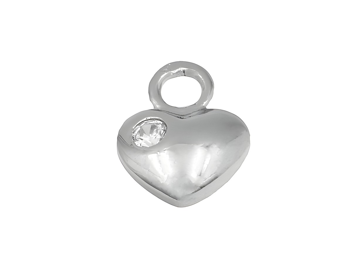 Einhänger für Creolen in Herzform aus rhodiniertem Sterling Silber mit funkelndem Stein, hergestellt von Juwelier Harnisch, ideal für eleganten Schmuck.