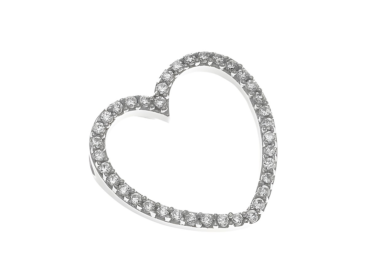 Herzförmiger Anhänger aus Silber rhodiniert, besetzt mit funkelndem weißen Zirkonia, elegantes Schmuckstück von Juwelier Harnisch, ideal für jeden Anlass.