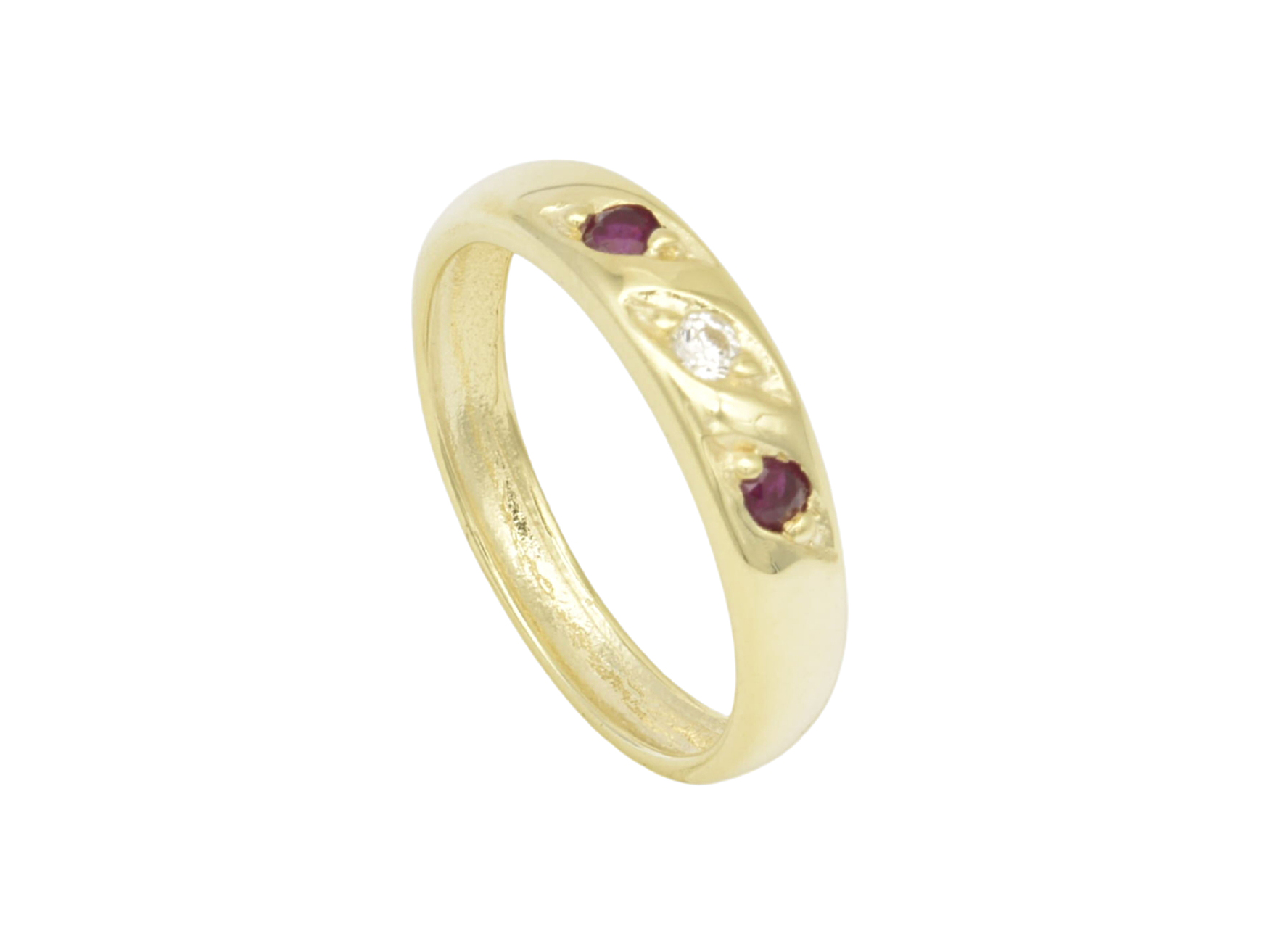 Gold Taufring - Rubin + Zirkonia - Taufgeschenk - Gold 585