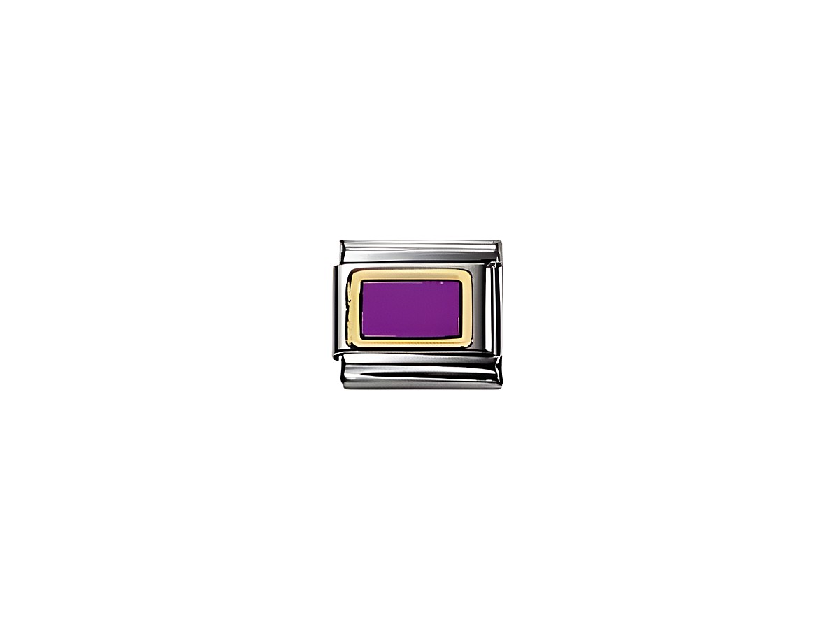Classic emailliert in Violett von Nomination. Der Edelstahlrahmen umschließt ein rechteckiges, violettes Emaille-Inlay, das eine elegante Note verleiht.