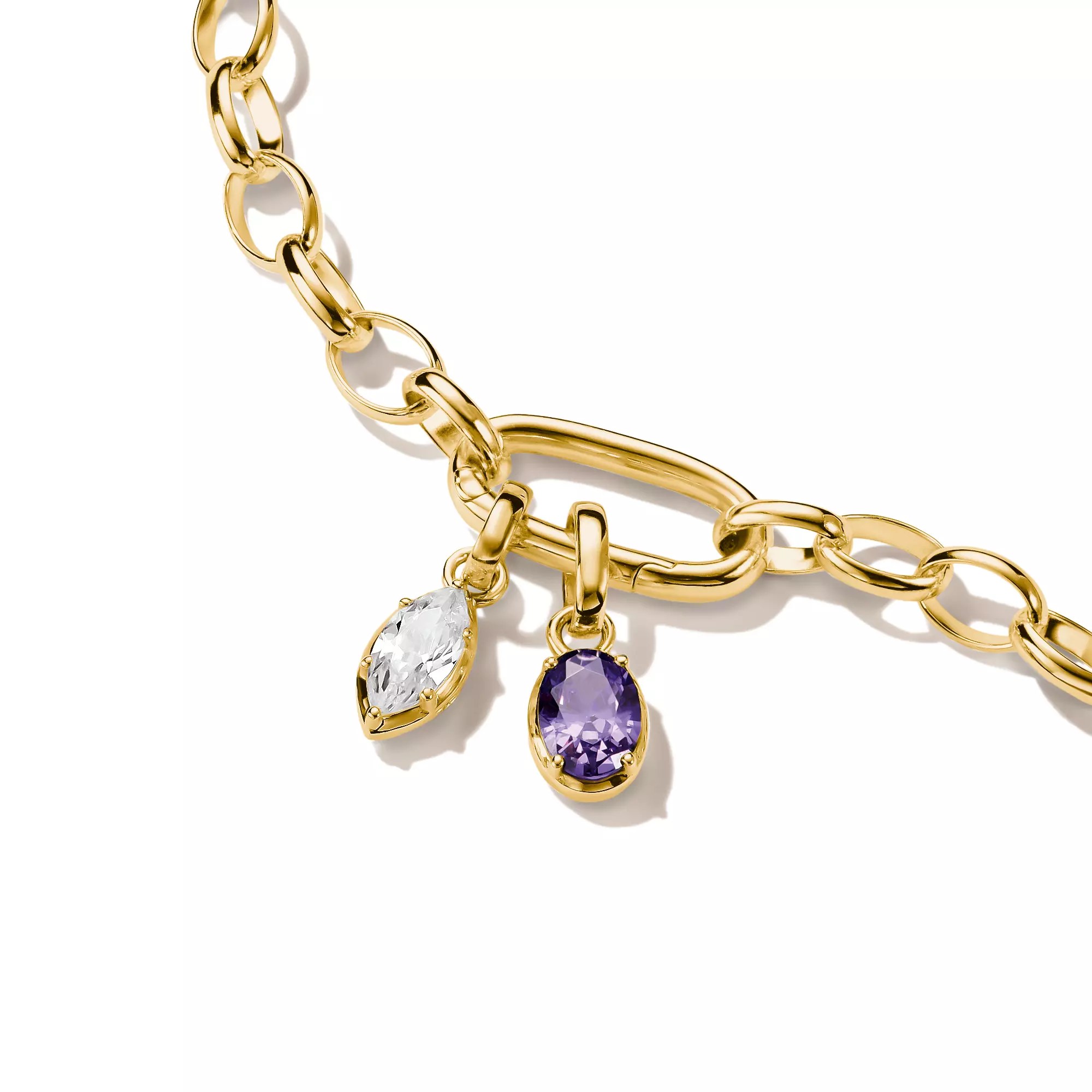 Thomas Sabo Connect - Charm Geburtsstein Februar - 18k Gelbgold Vergoldung - Zirkonia amethystfarben - Charm mit Öse – Ansicht 3