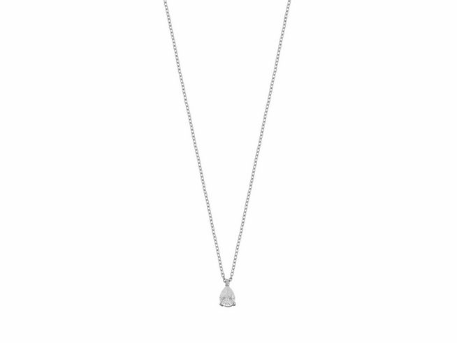 Xenox Sterling Silber Kette XS6072 mit FANCY CUT und Karreekette, Länge 40-45 cm, elegant und strahlend, mit einem filigranen Anhänger, für stilvolle Auftritte geeignet.