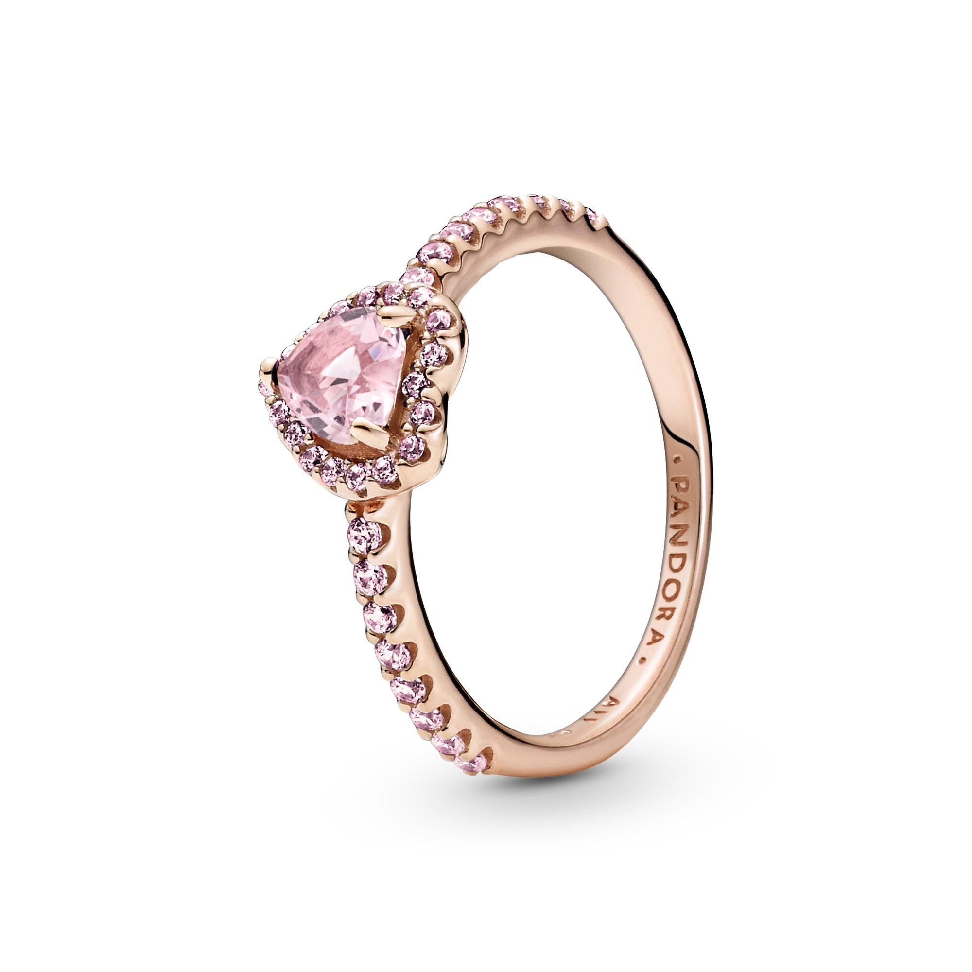 Pandora Ring - Funkelnder mit Herz - Roségold Vergoldung - Kristall - Pink