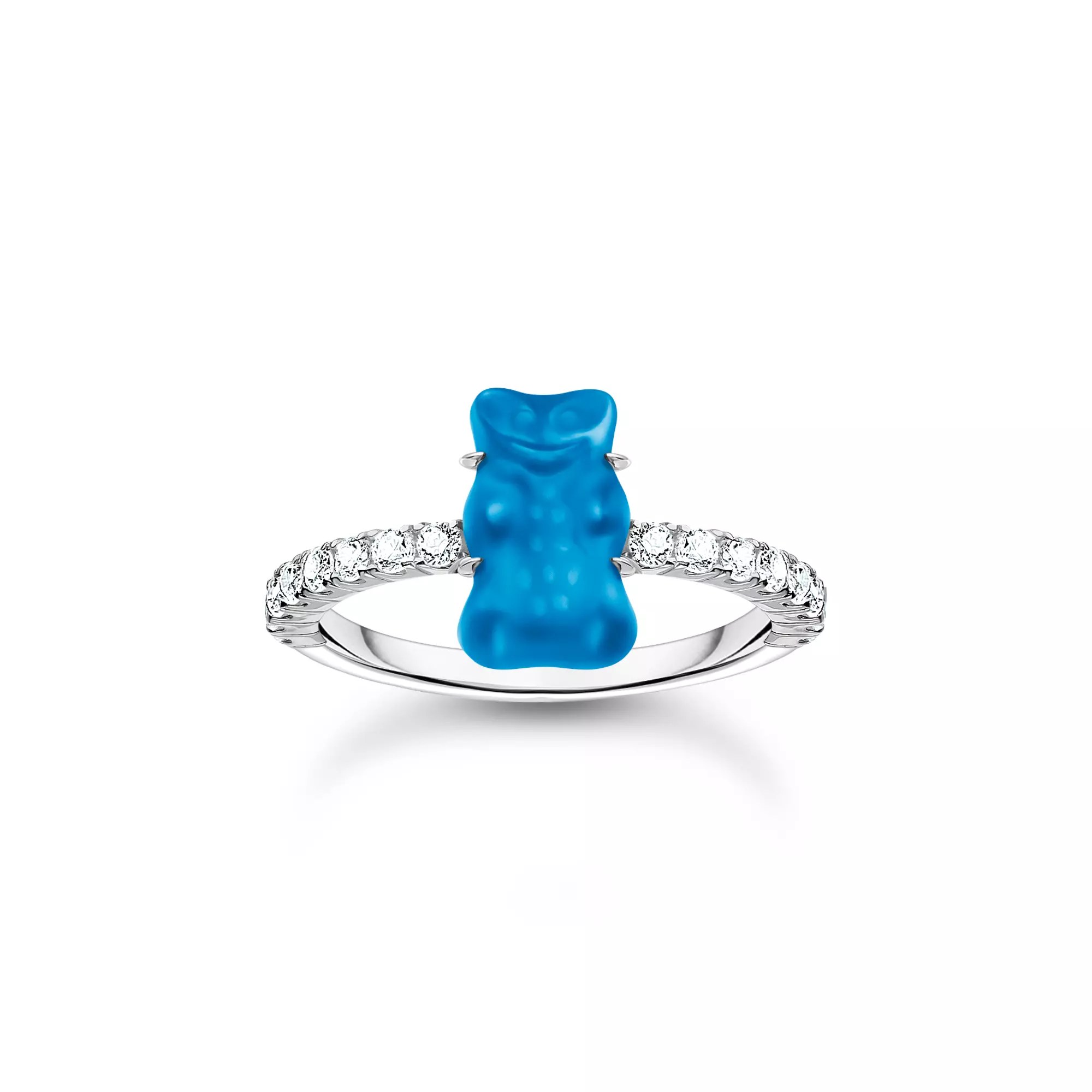 Thomas Sabo HARIBO Ring mit Goldbär - Gummibärchen - BlauMini - Silber & Glas & Zirkonia - Blau