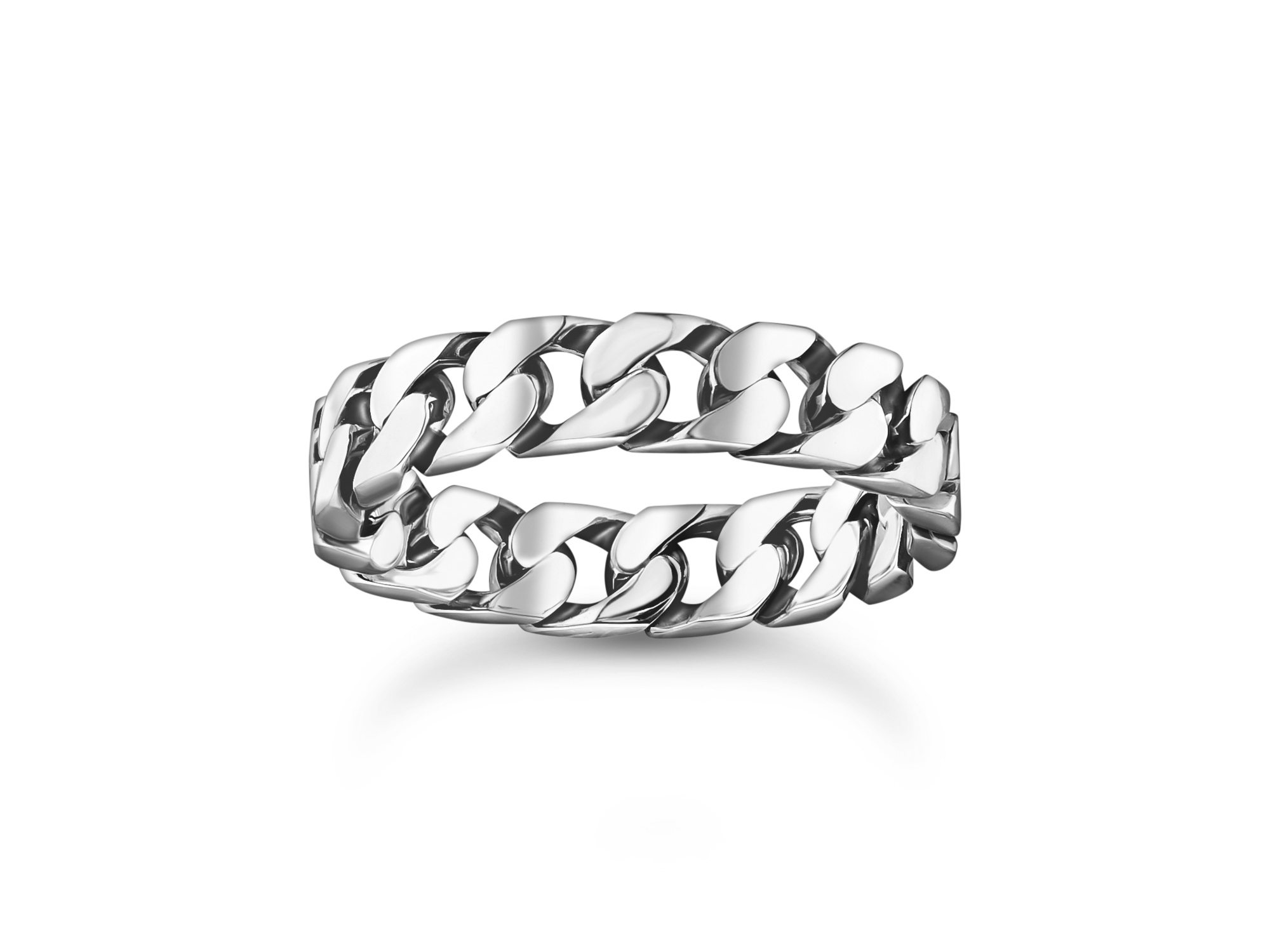 Ein silberner Thomas Sabo Ring TR2496-637-21-50 mit Panzerkette im modernen Design, ideal für den Alltag und besondere Anlässe, in Größe 50.
