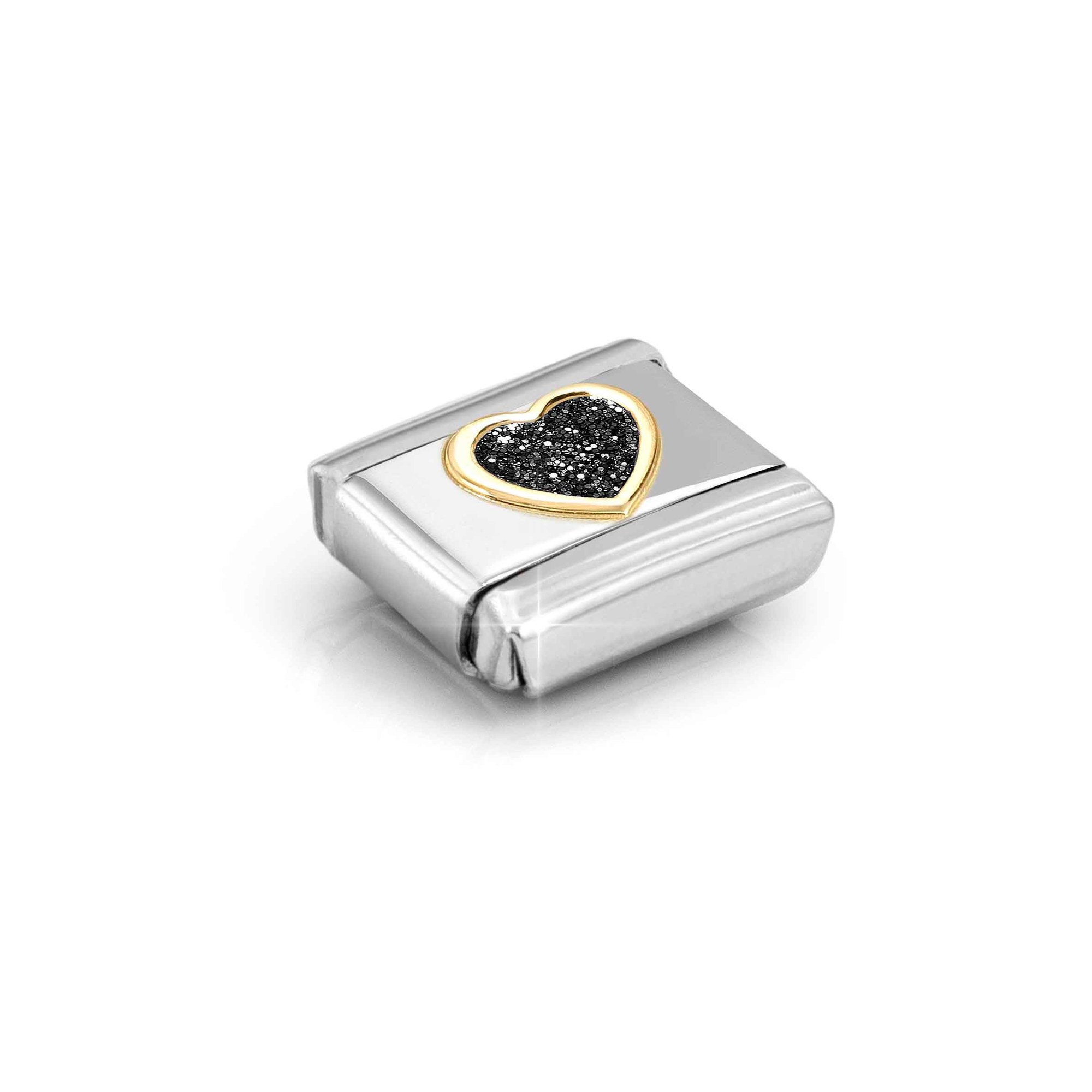 Nomination Composable Classic Charm Herz schwarz - Edelstahl, Gold 750 Gelbgold, Emaille, Zirkonia – Ansicht 4