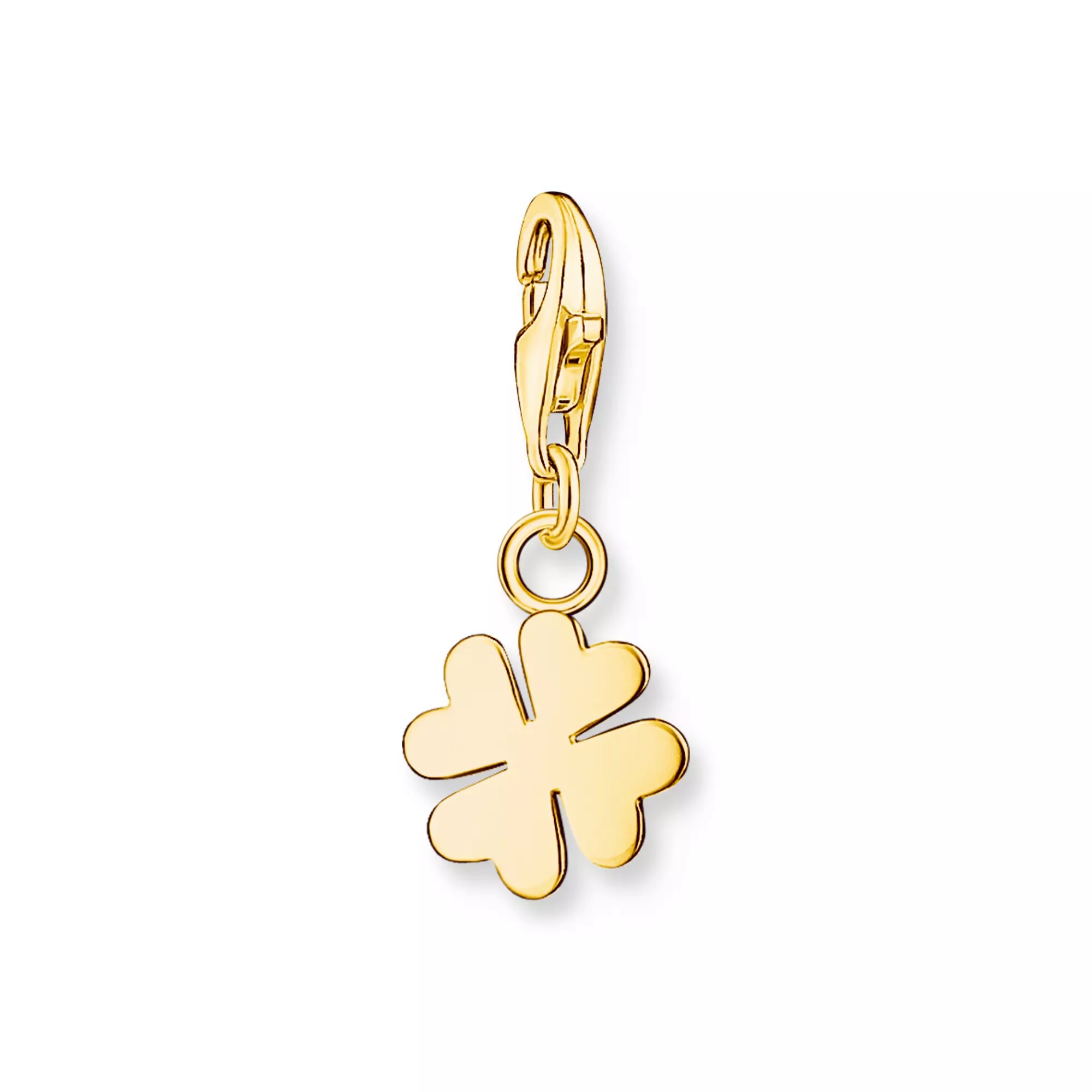 Thomas Sabo Charm-Anhänger - Goldfarbener Glücksklee - Silber Gelbgold verg.