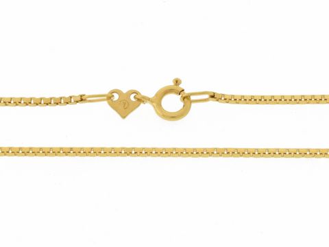 Venezianerkette 585 Gold - 38 cm - 1,3 x 1,3 mm mit Federringverschluss, elegant und zeitlos, ideal für jeden Anlass, hergestellt von Juwelier Harnisch.