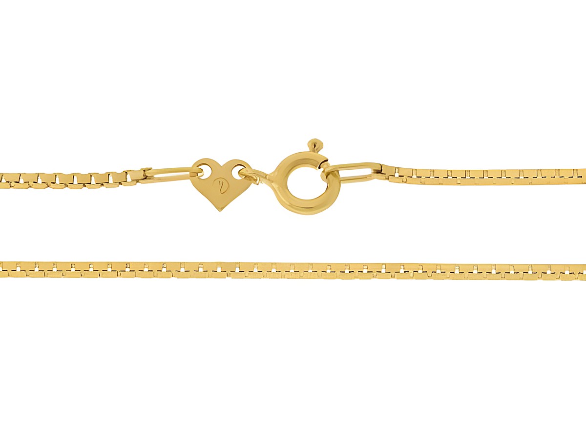 Venezianerkette 585 Gold - 38 cm - 1,3 x 1,3 mm mit Federringverschluss, elegant und zeitlos, ideal für jeden Anlass, hergestellt von Juwelier Harnisch.