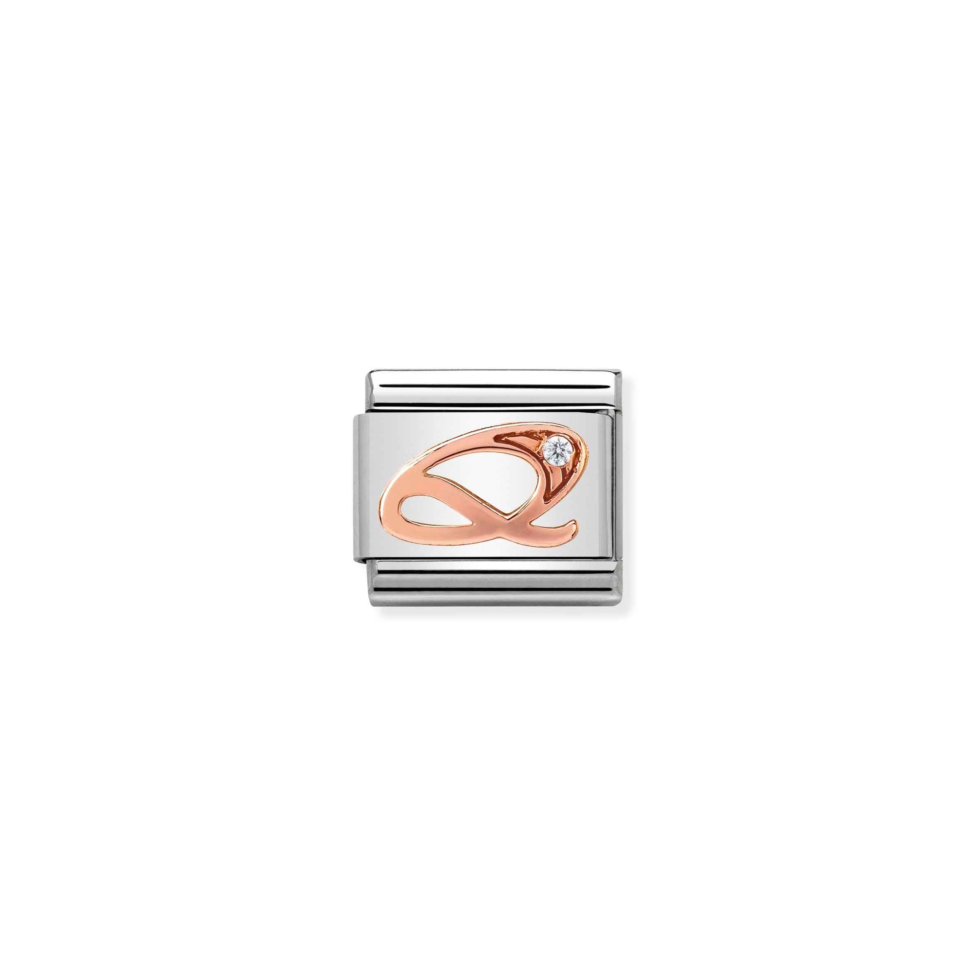 Nomination Composable Classic Charm Buchstabe Q - Edelstahl, Gold 375 Roségold, Zirkonia