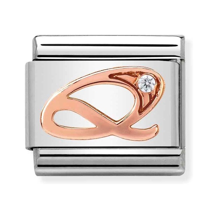 Nomination Composable Classic Charm Buchstabe Q - Edelstahl, Gold 375 Roségold, Zirkonia