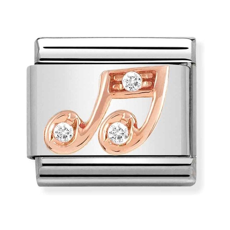 Nomination Composable Classic Charm Musiknote - Edelstahl, Gold 375 Roségold, Zirkonia