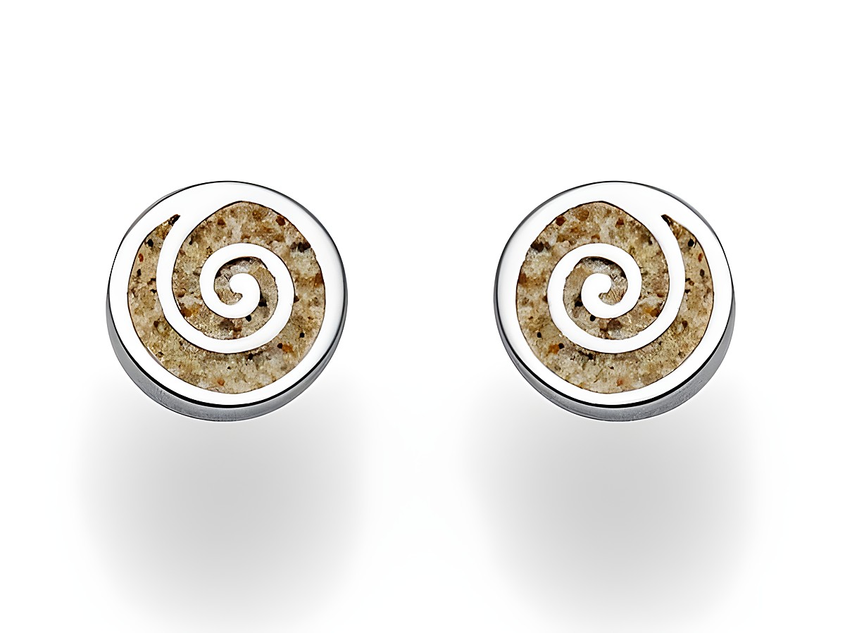 DUR Ohrring Spirale 2.0 O5214 aus Sterling Silber mit einer spiralförmigen Design und sandfarbener Füllung, modern und elegant, ideal für jeden Anlass.