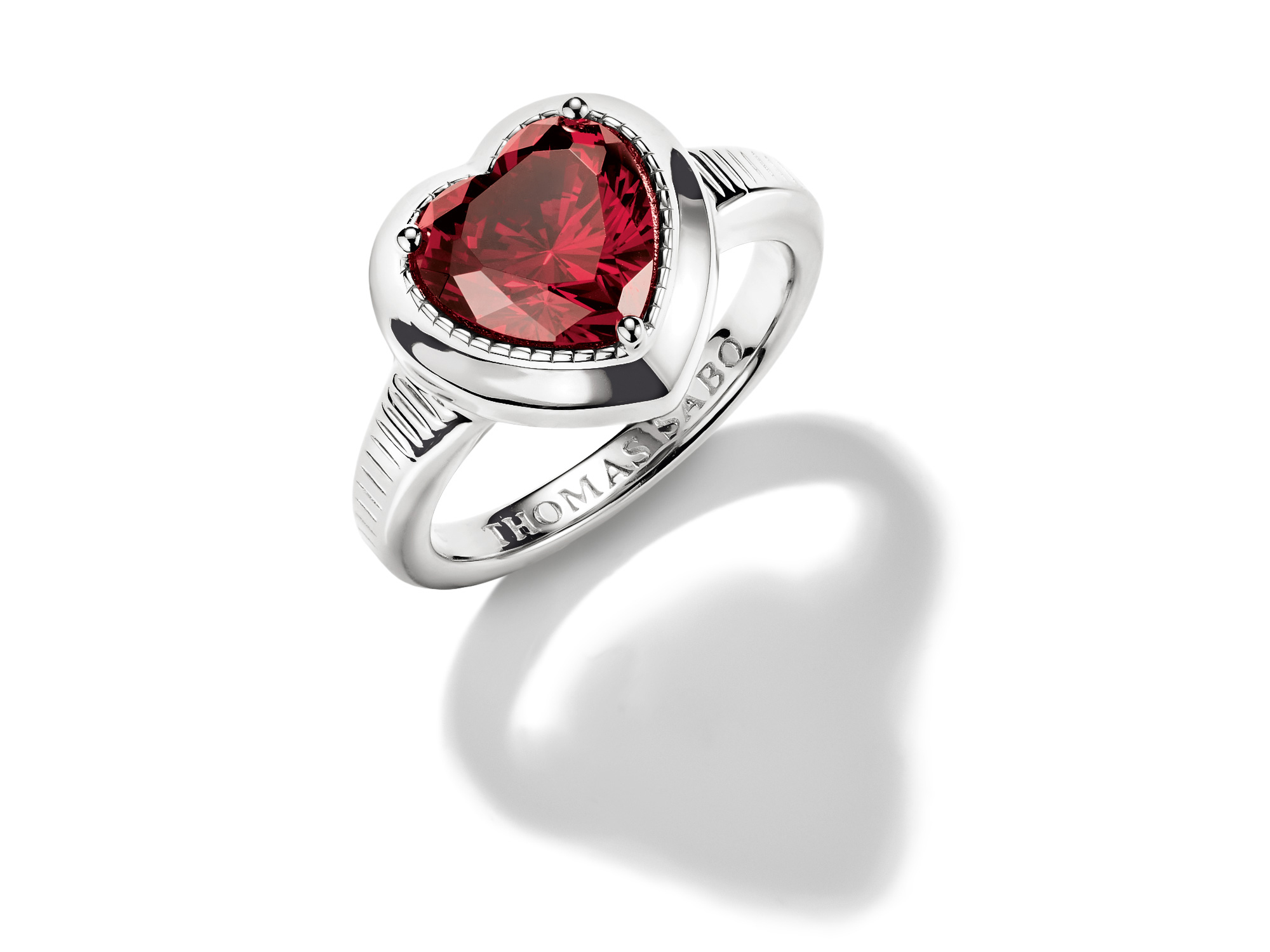 Thomas Sabo TR2524-051-10-50 ELYNDRA HERZ Ring - Sterling Silber & Zirkonia - Rot - Gr. 50