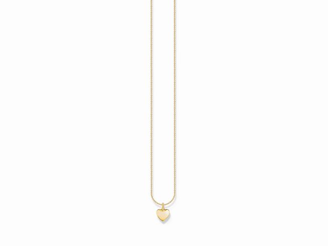 Kette von Thomas Sabo mit einem Herzanhänger aus Silber und vergoldet. Die Länge der Kette variiert von 38 bis 45 cm und ist elegant und modern gestaltet.