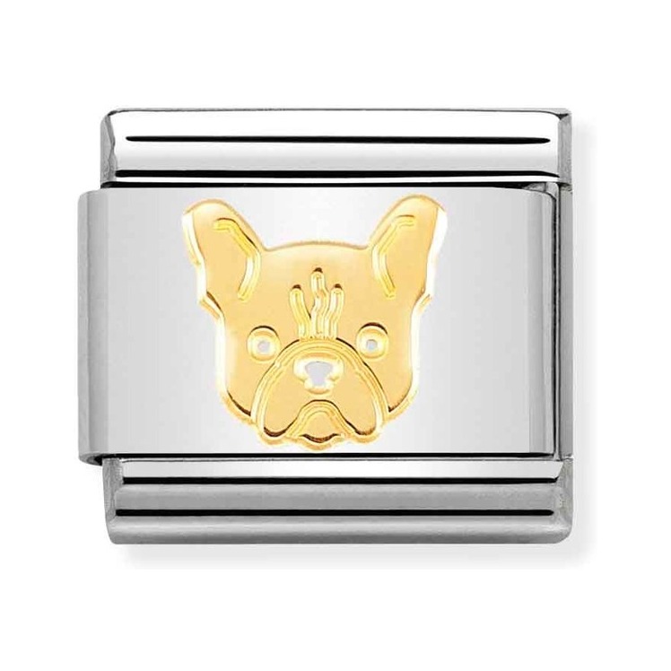 Nomination Composable Classic Charm Französische Bulldogge - Edelstahl, Gelbgold