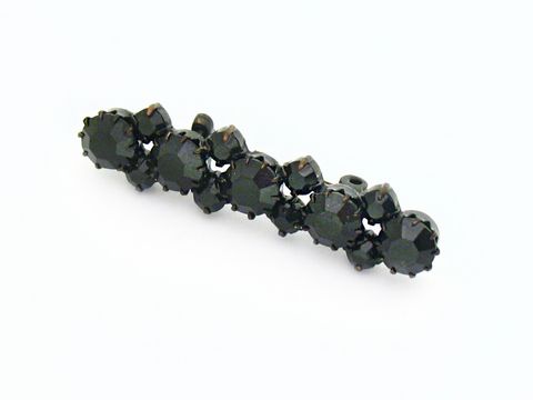 Strass Brosche in Schwarz - länglich gefasst, Hersteller: Juwelier Harnisch, elegante Brosche mit glänzenden schwarzen Steinen für jeden Anlass.