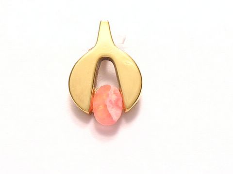 Kleiner Rhodochrosit Anhänger mit Gold Auflage Doublé, Hersteller Juwelier Harnisch, elegantes Design mit einem ovalen, rosa Stein in der Mitte, ideal für modische Akzente.