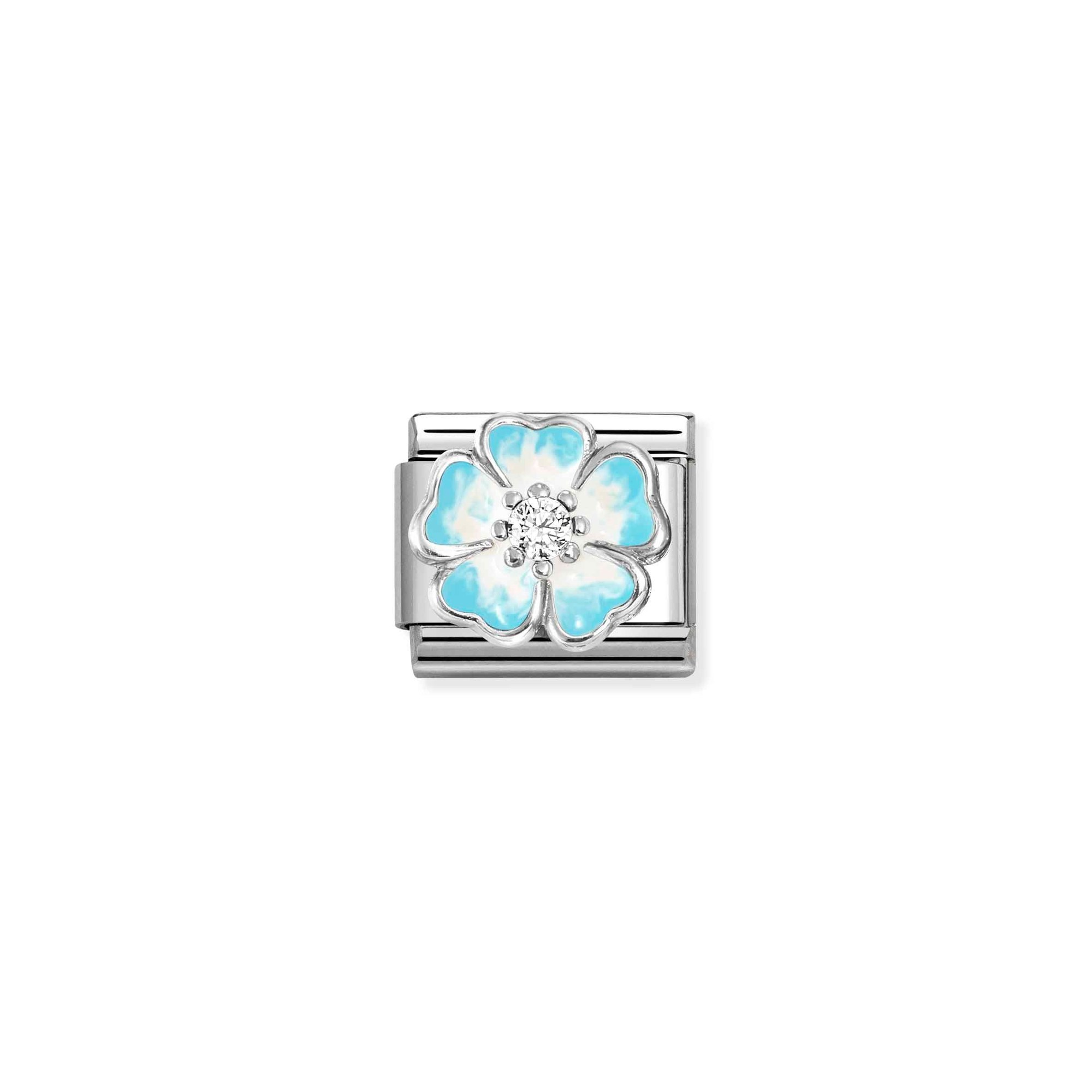 Nomination Composable Classic Charm Blüte hellblau-weiß - Edelstahl, Sterling Silber, Emaille – Ansicht 2