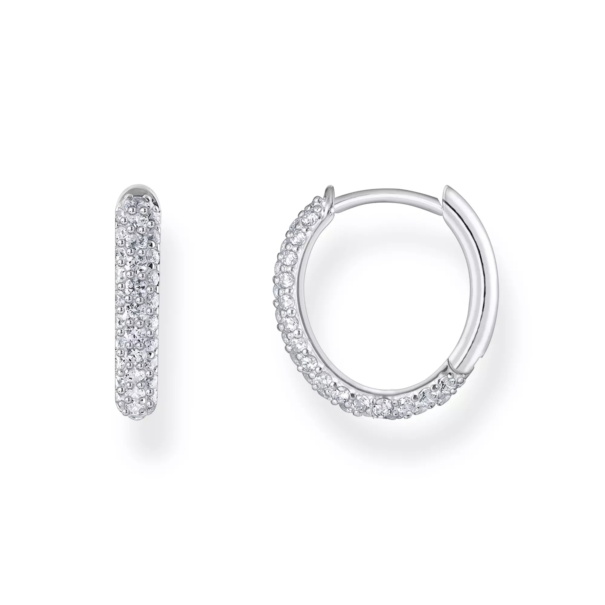 Thomas Sabo Creolen mit weißem Zirkonia-Pavé Silber – SPARKLING WHITE – 13,5 mm hoch – Ansicht 2