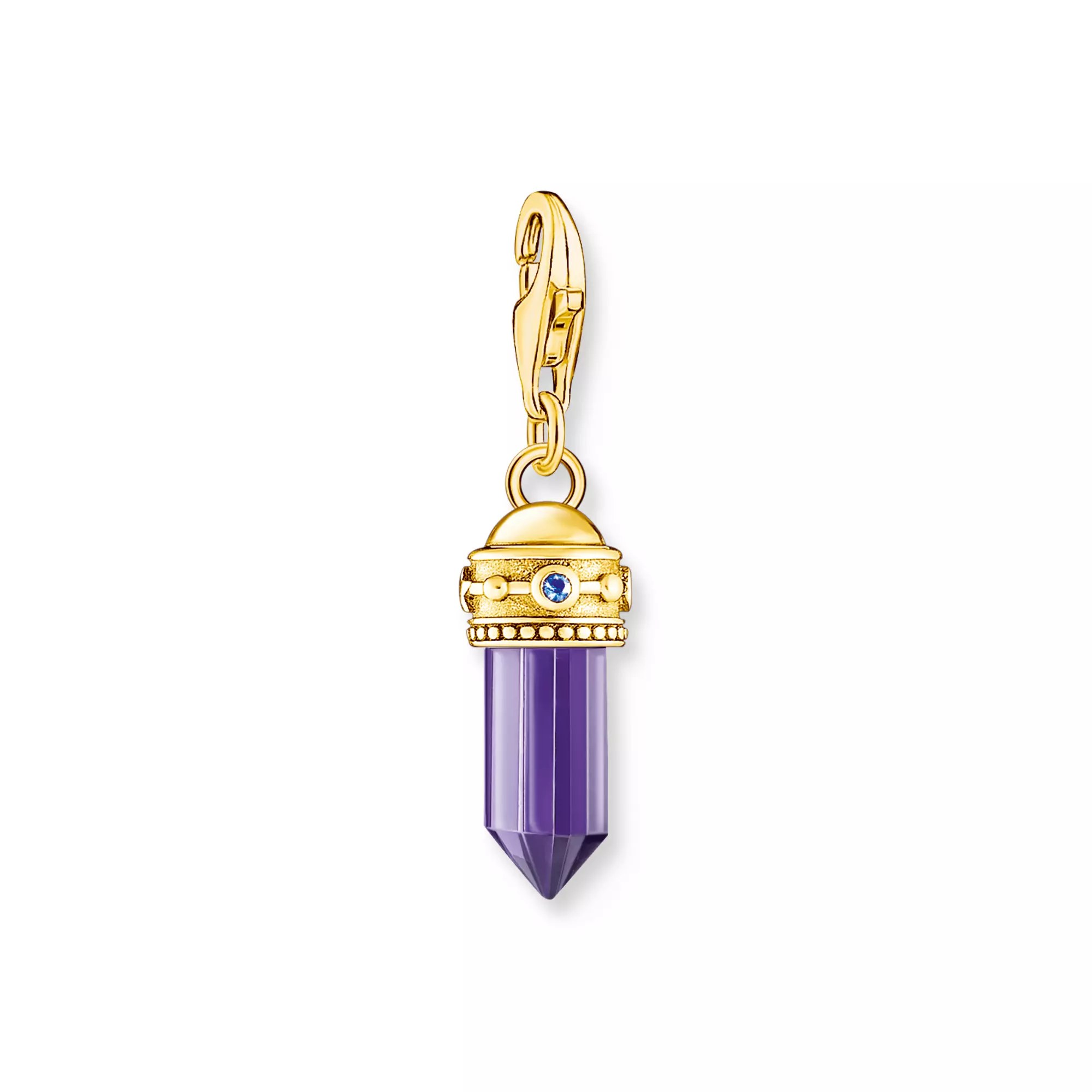Thomas Sabo Charm-Anhänger - Hexagon - Silber Gelbgold verg. & Glas-Keramik Stein - Violett