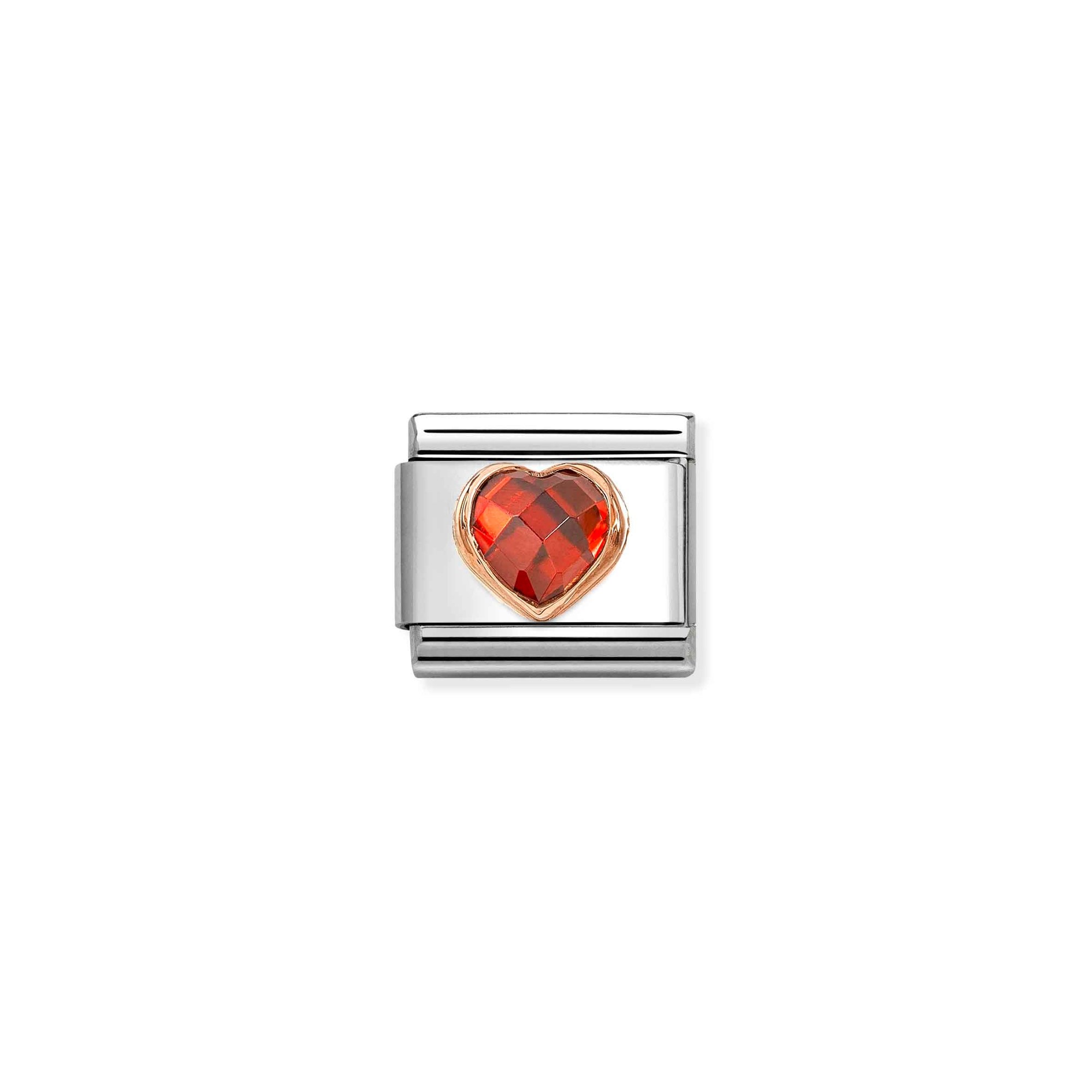 Nomination Composable Classic Charm Herz rot facettiert - Edelstahl, Roségold, Zirkonia