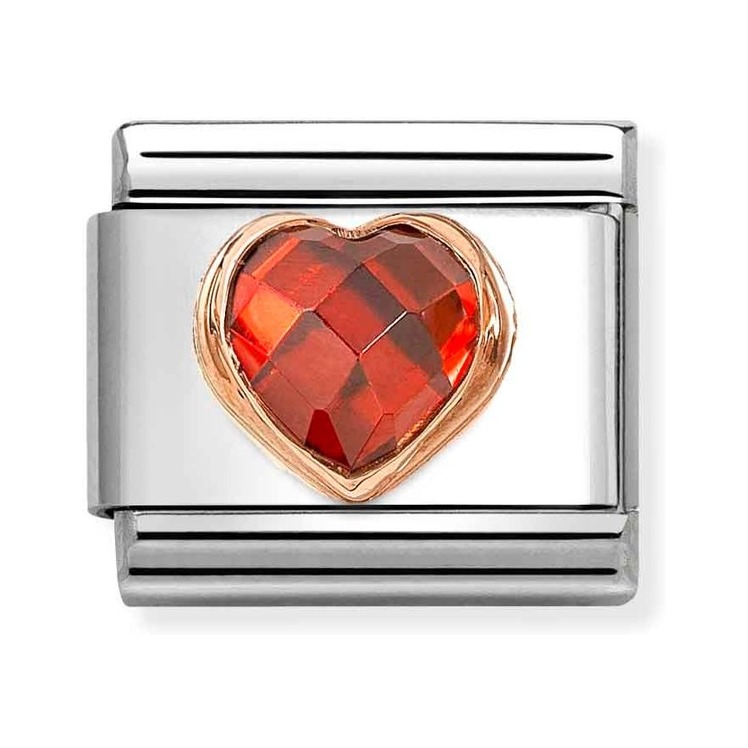 Nomination Composable Classic Charm Herz rot facettiert - Edelstahl, Roségold, Zirkonia